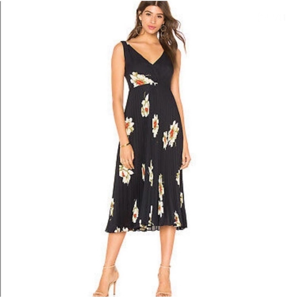 Vince Floral Black Midi Dress NWT